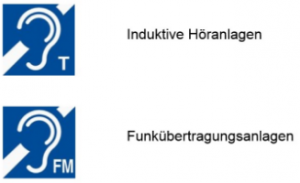 Icons für induktive Höranlagen und Funkübertragungsanlagen
